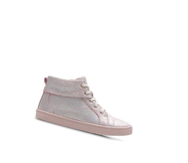 Baskets Clarks City Oasis Cuir Garcon Rose | PAER78901