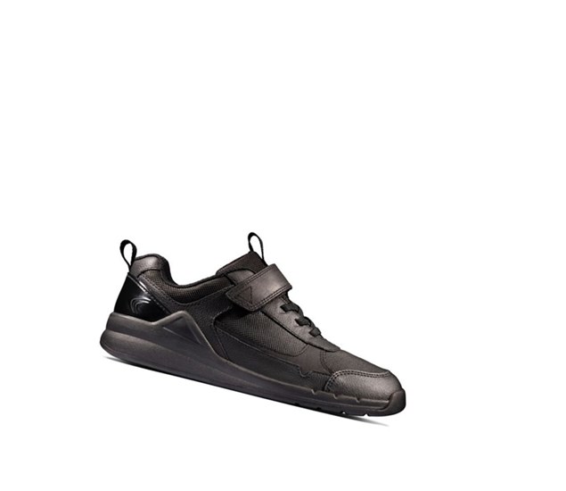 Baskets Clarks Orbit Sprint Cuir Fille Noir | UNKA42591