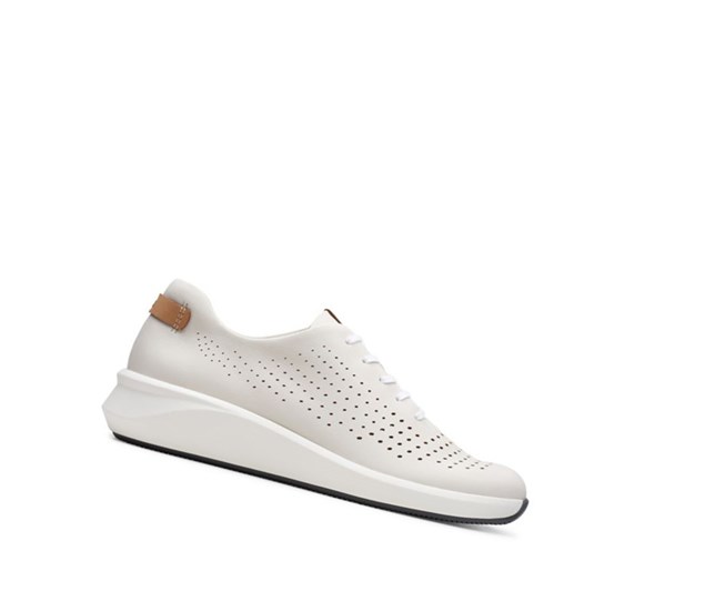 Baskets Clarks Un Rio Tie Cuir Femme Blanche | LUMS87039