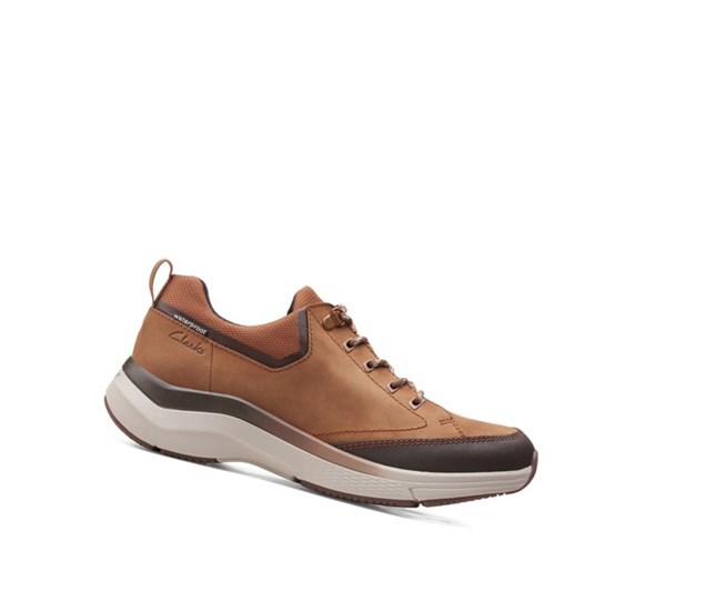 Baskets Clarks Wave 2.0 Vibe Nubuck Cuir Homme Marron | JAHF69431