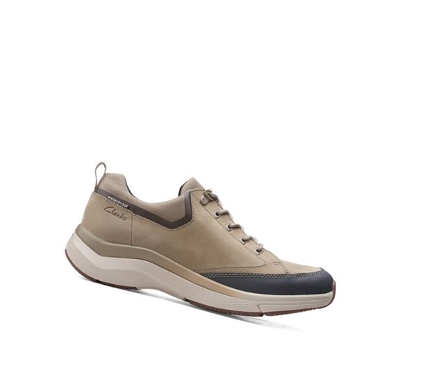 Baskets Clarks Wave 2.0 Vibe Nubuck Cuir Homme Vert Olive | LUYI92365