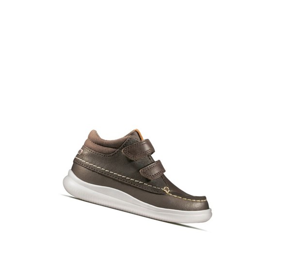 Baskets Décontractées Clarks Crest Tuktu Cuir Garcon Marron | OVSF43687