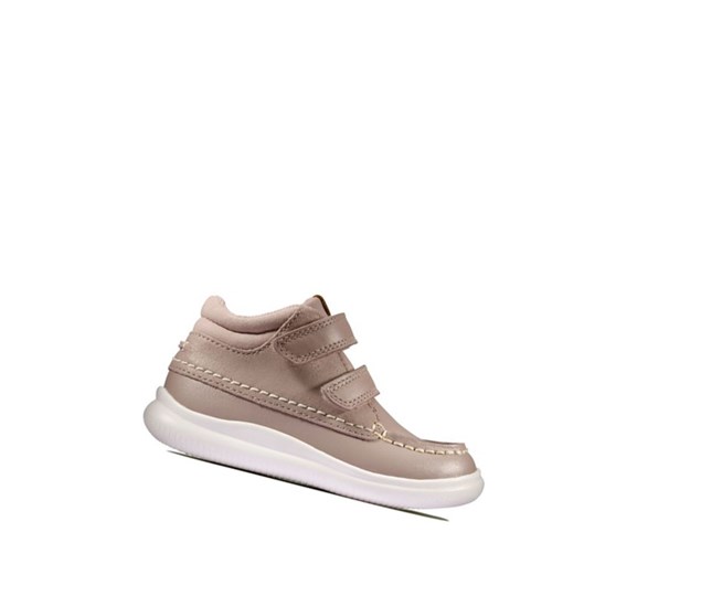 Baskets Décontractées Clarks Crest Tuktu Cuir Garcon Rose | YJGL04763