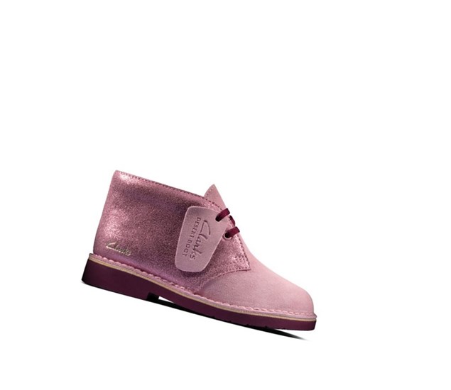 Bottes Du Désert Clarks Iconic Cuir Fille Rose | HEFU28451