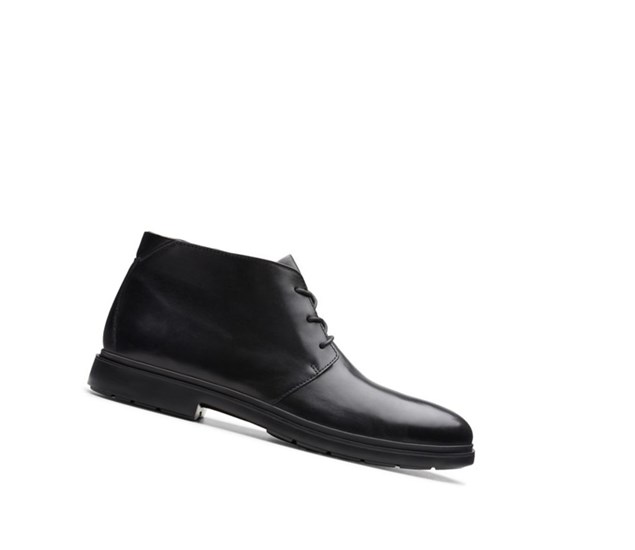 Bottes Du Désert Clarks Un Tailor Mid Cuir Homme Noir | VDKZ98264