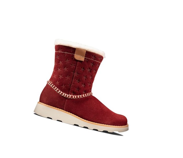 Bottes En Daim Clarks Crown Piper Daim Fille Rouge Foncé | QOWN93715