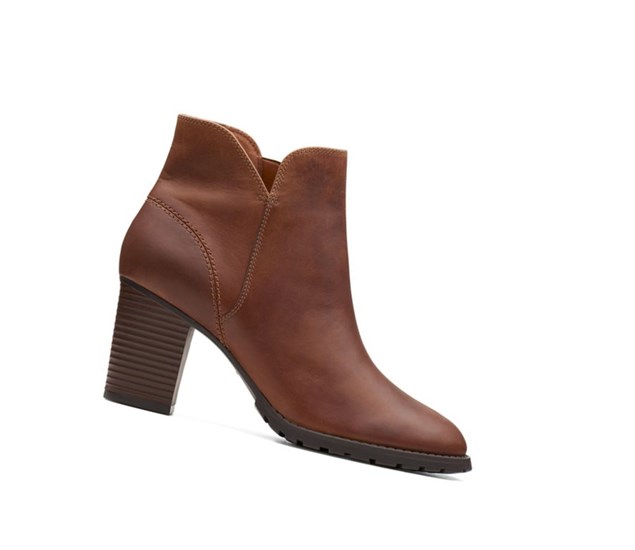 Bottes à Talons Clarks Verona Trish Cuir Femme Marron Foncé | YMGQ84512