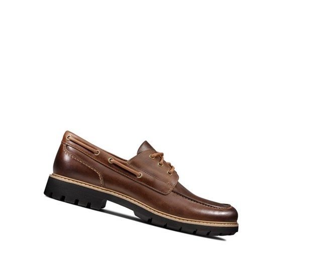 Chaussures Bateau Clarks Batcombe Sail Cuir Homme Marron Foncé | YMAL01258