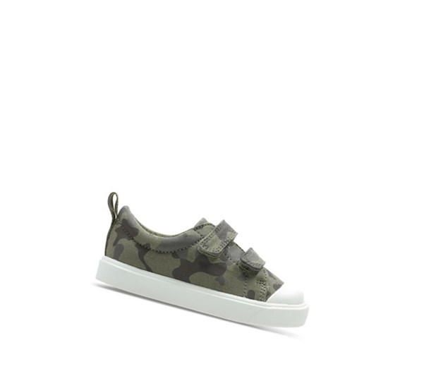 Chaussures Casual Clarks City Flare Lo Garcon Vert Olive Camouflage | FJGV85043