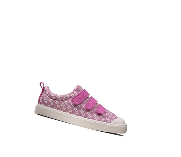 Chaussures Casual Clarks City Vibe Floral Fille Rose | HOIP18306