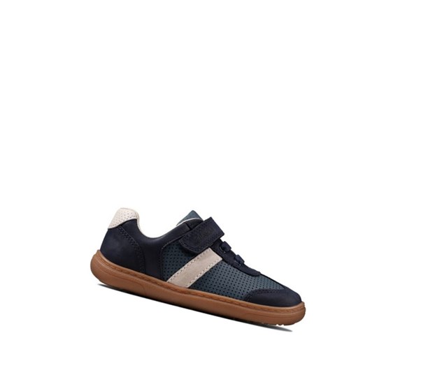 Chaussures Cuir Clarks Flash Step Cuir Garcon Bleu Marine | RWKV59028