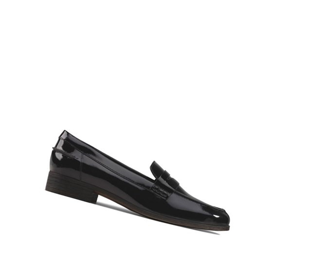 Chaussures Cuir Clarks Hamble Vernis Cuir Femme Noir | NQEI19768