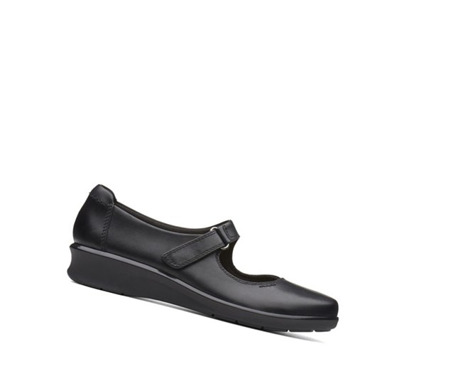 Chaussures Cuir Clarks Hope Henley Cuir Femme Noir | DEWU29408