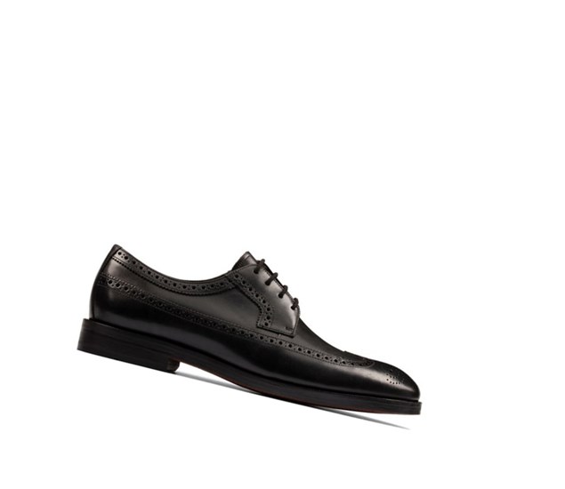 Chaussures Cuir Clarks Oliver Wing Cuir Larges Fit Homme Noir | BDRH61357