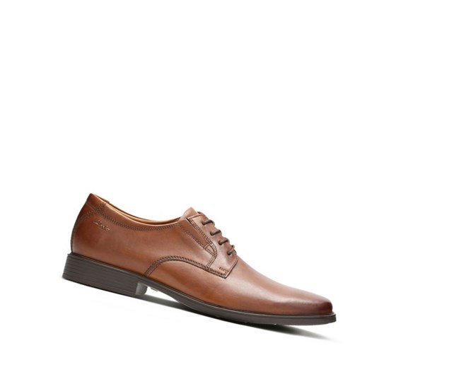 Chaussures Cuir Clarks Tilden Plain Cuir Homme Marron Foncé | UGVL15623