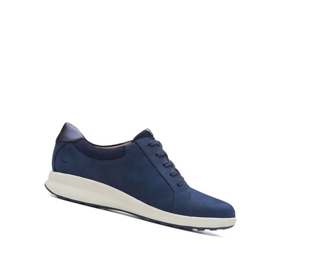 Chaussures Cuir Clarks Un Adorn Dentelle Cuir Larges Fit Femme Bleu Marine | HLMU36195