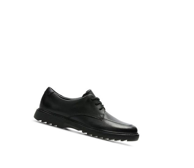 Chaussures D'école Clarks Asher Grove Cuir Garcon Noir | BRMO71569