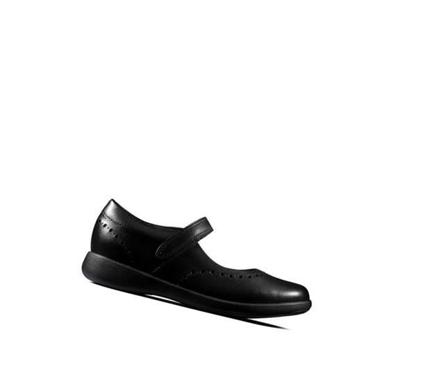 Chaussures D'école Clarks Etch Craft Cuir Fille Noir | ILWE34680