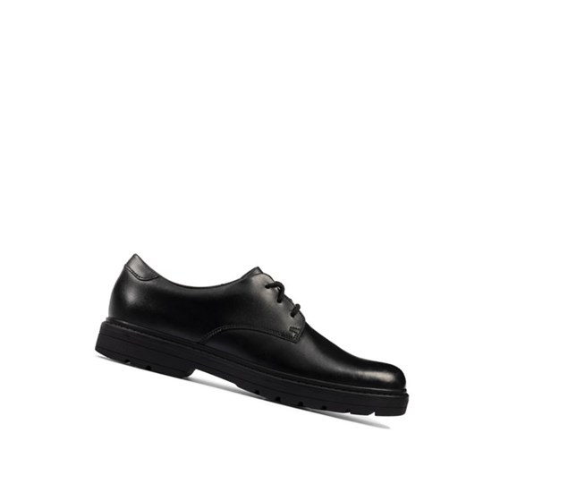 Chaussures D'école Clarks Loxham Cuir Fille Noir | NLUM74583