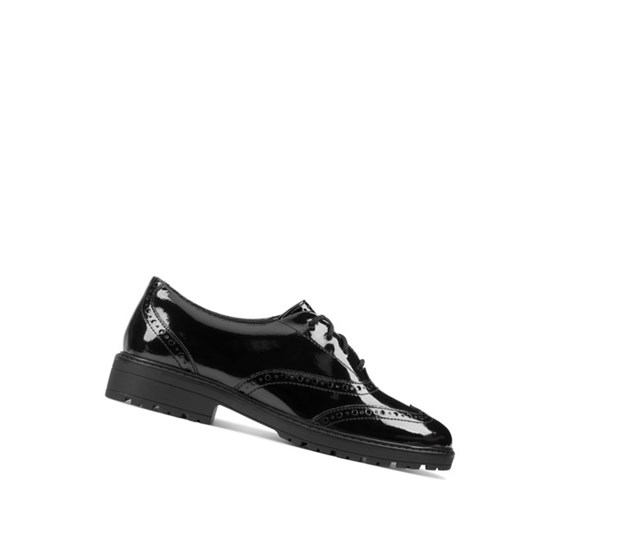 Chaussures D'école Clarks Loxham Vernis Cuir Fille Noir | AXEU12640