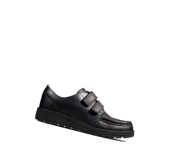 Chaussures D'école Clarks Mendip Bright Cuir Garcon Noir | UYQX27948