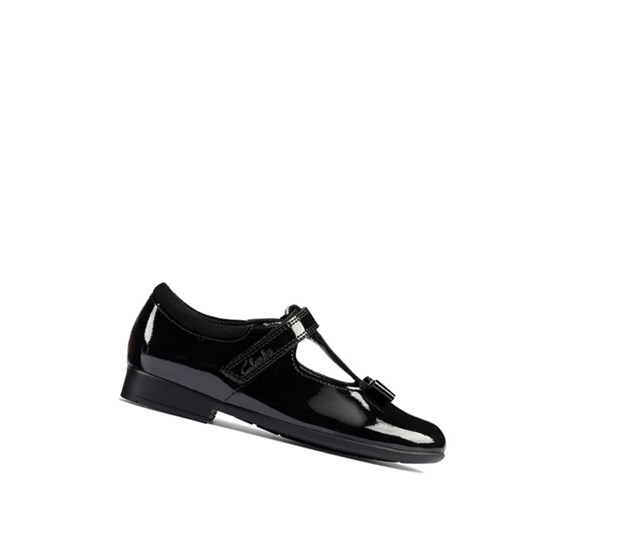 Chaussures D'école Clarks Scala Hope Vernis Cuir Fille Noir | JWFE89516