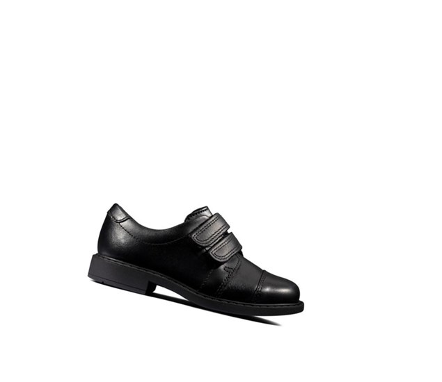 Chaussures D'école Clarks Scala Skye Cuir Garcon Noir | IAVO51360