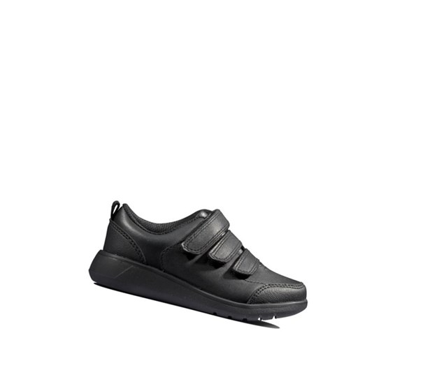 Chaussures D'école Clarks Scape Sky Cuir Garcon Noir | RPKB78523