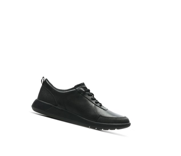 Chaussures D'école Clarks Scape Strada Cuir Garcon Noir | WCRU45902