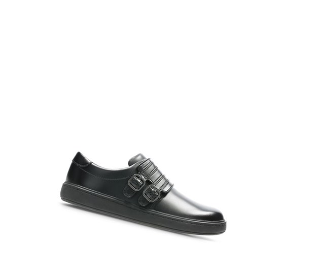 Chaussures D'école Clarks Strada Stride Cuir Garcon Noir | XZAD13260