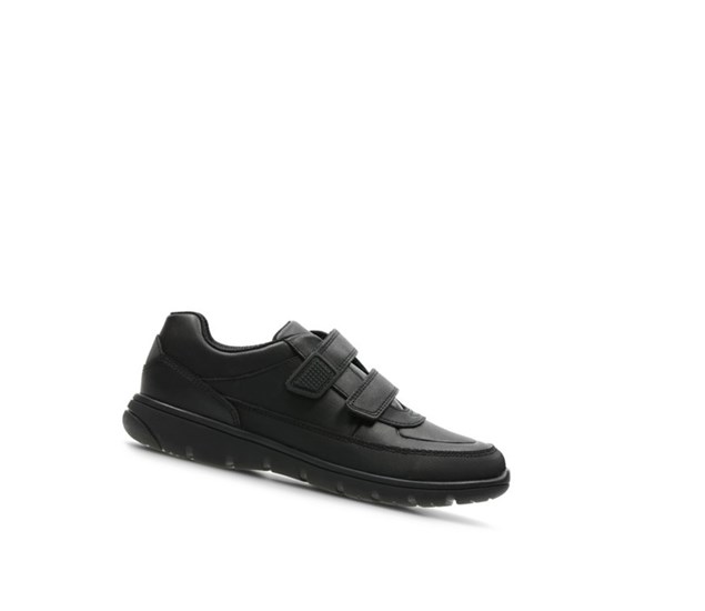 Chaussures D'école Clarks Venture Walk Cuir Garcon Noir | EQOT64982