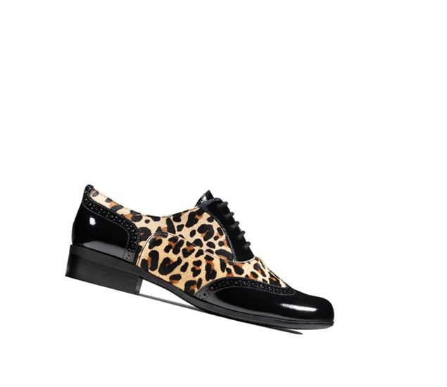 Chaussures Plates Clarks Hamble Oak Print Cuir Femme Leopard | NTAJ08376