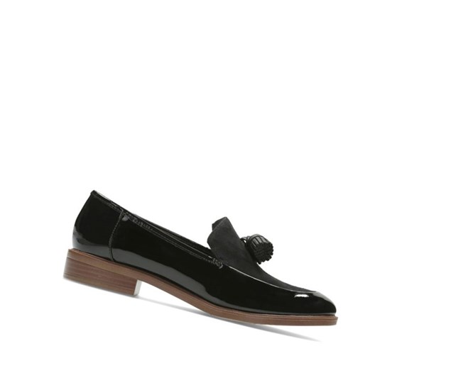 Chaussures Plates Clarks Taylor Spring Vernis Daim Femme Noir | BUGQ18245