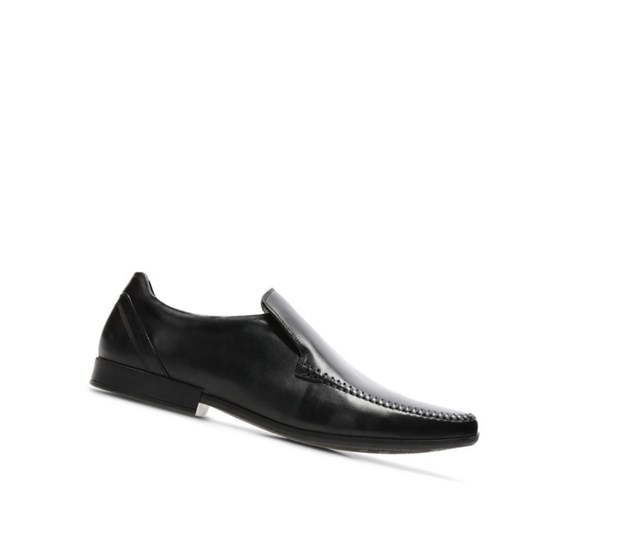 Chaussures Slip On Clarks Glement Seam Cuir Homme Noir | NQHJ46719