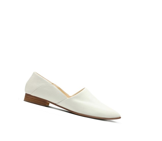 Chaussures Slip On Clarks Pure Tone Cuir Femme Blanche | IQSH52193