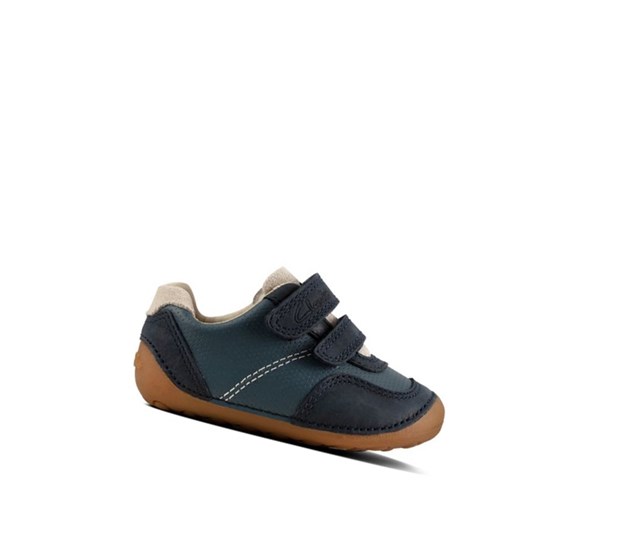 Chaussures de Marche Clarks Tiny Dusk Daim Garcon Bleu | HPDL84753