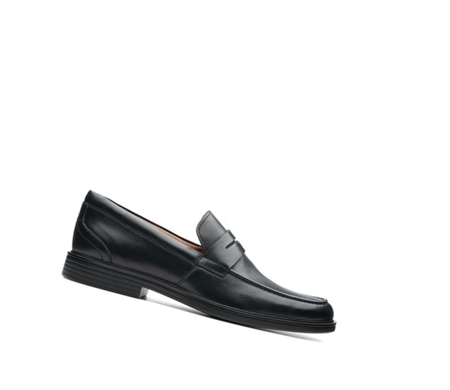 Chaussures de Marche Clarks Un Aldric Step Cuir Larges Fit Homme Noir | CVDN75208