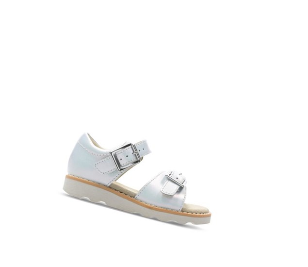 Sandales Casual Clarks Crown Bloom Cuir Fille Blanche | FXNQ26149