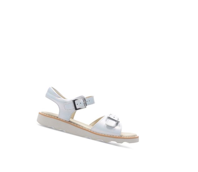 Sandales Casual Clarks Crown Bloom Cuir Fille Blanche | GSER47518