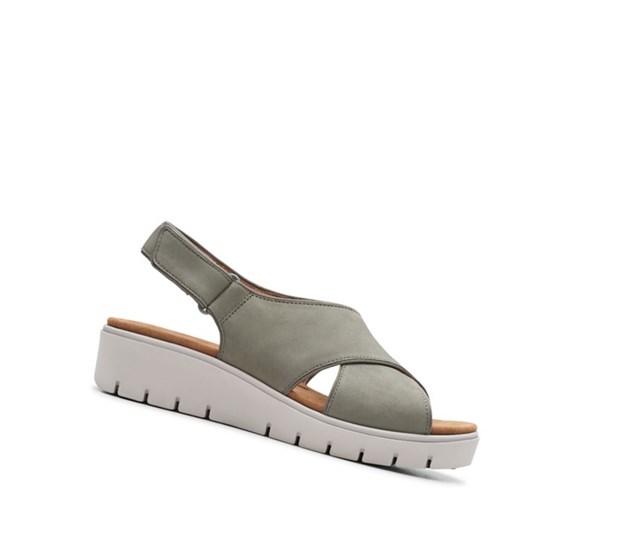 Sandales Compensées Clarks Un Karely Sun Nubuck Daim Femme Vert Olive | HSTC25308