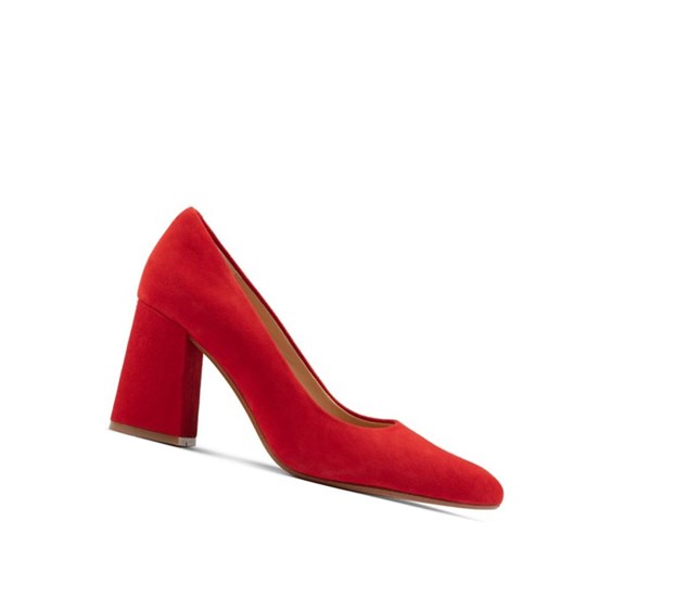 Talons Clarks Laina 85 Court Daim Femme Rouge | HFCJ73145