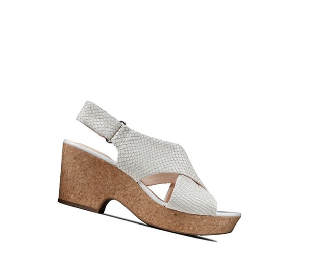 Talons Clarks Maritsa Lara Cuir Femme Blanche Serpent | OGLJ18703