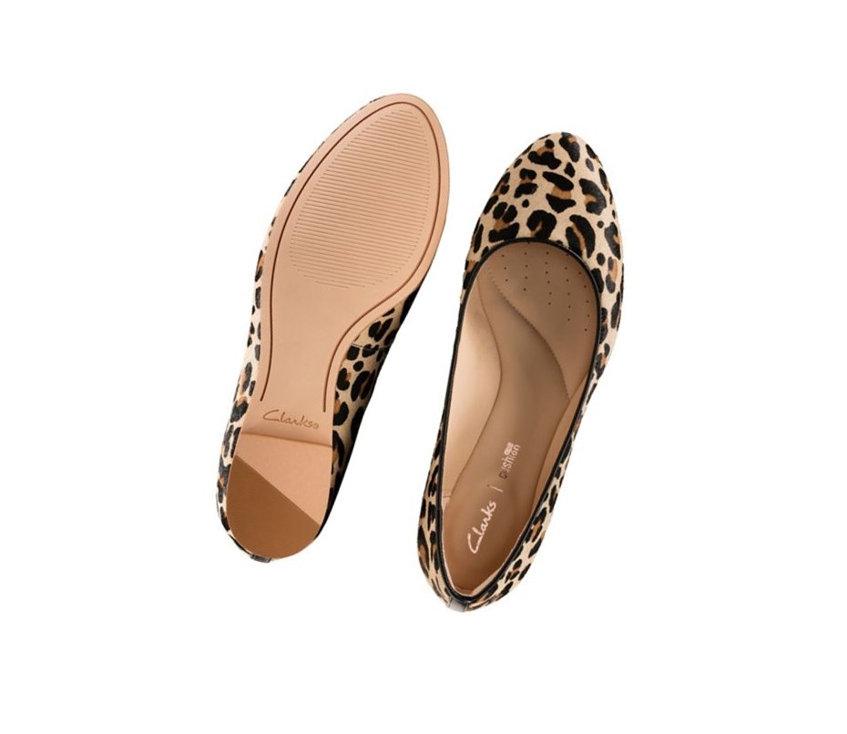 Ballerine Clarks Grace Piper Print Cuir Femme Leopard | HBLY41023