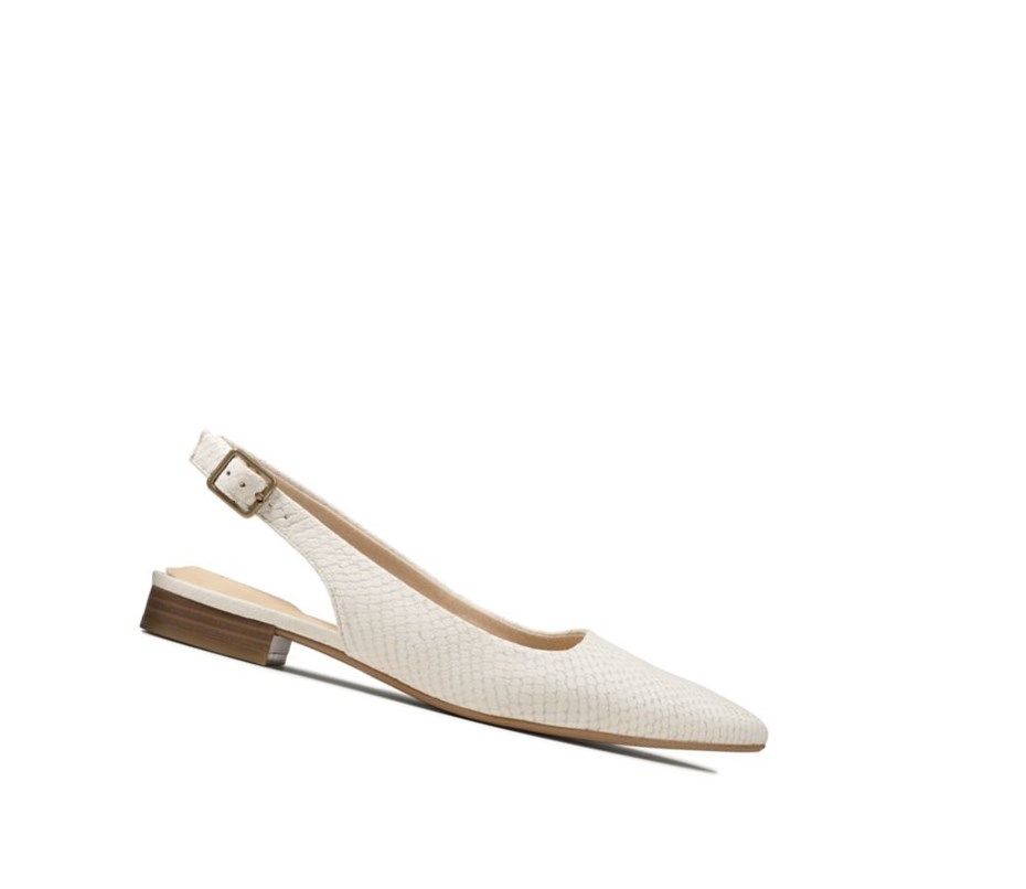 Ballerine Clarks Laina15 Brides Cuir Femme Blanche Serpent | GMNO78639