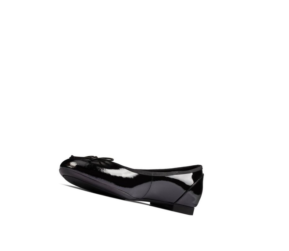 Ballerine Clarks Patale Vernis Cuir Femme Noir | WGFT52840