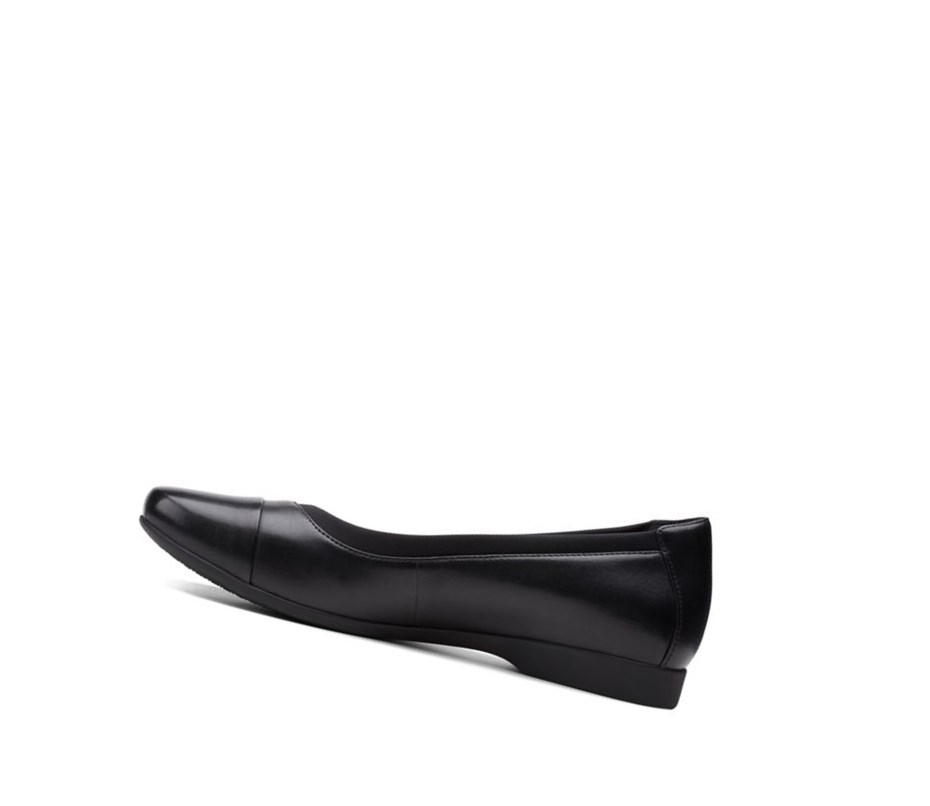 Ballerine Clarks Un Darcey Cap 2 Cuir Femme Noir | BTLJ58792