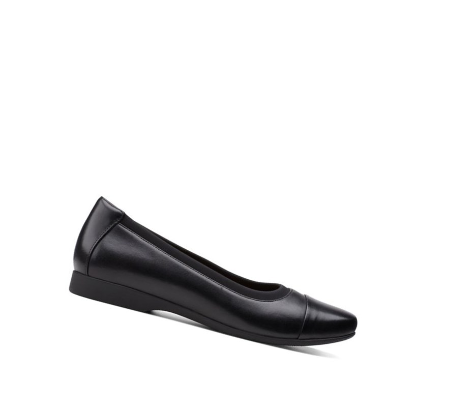 Ballerine Clarks Un Darcey Cap 2 Cuir Femme Noir | BTLJ58792