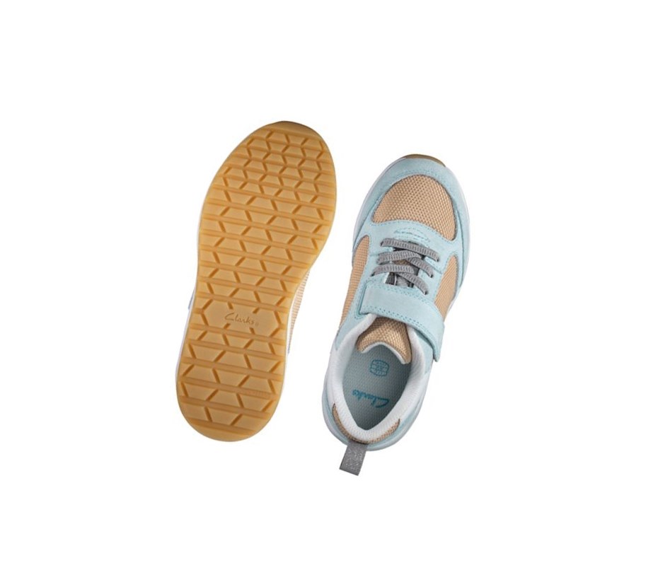 Baskets Clarks Aeon Flex Textile Fille Bleu Clair | ULJA02835