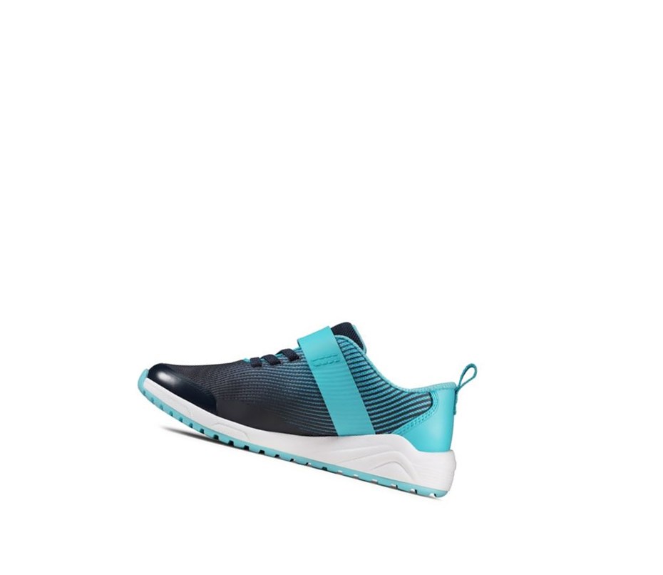 Baskets Clarks Aeon Pace Cuir Fille Bleu Marine | YSOC81390