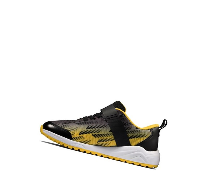 Baskets Clarks Aeon Pace Cuir Fille Noir Jaune | EKXT83670